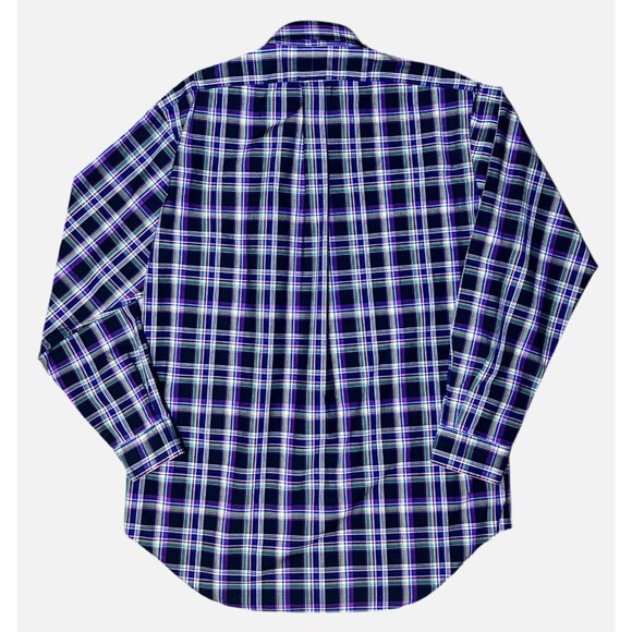 Ralph Lauren Classic Fit Plaid Shirt Mens Medium Purple Black Cotton Button Down - Picture 8 of 11